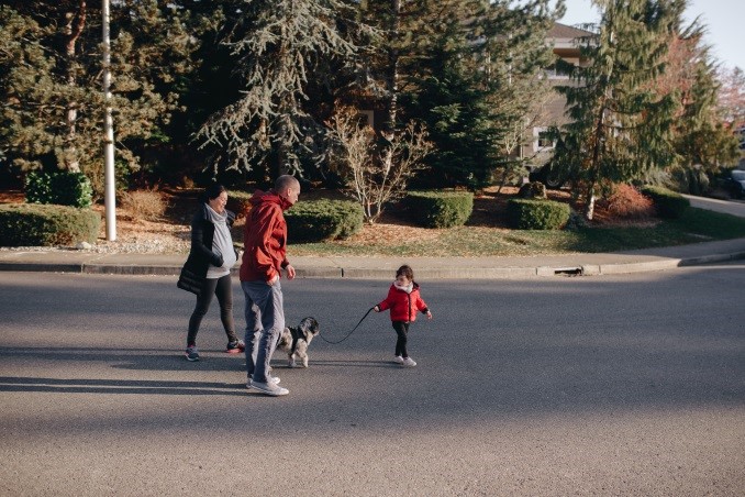 family walking